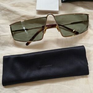 Saint Laurent Gold green 66m shield Sunglasses nwt authentic SL606 004